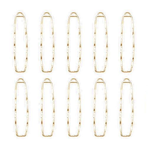 PH PandaHall PandaHall 10pcs KC Gold Open Back Bezel Charms Epoxy Resin Pressed Flower Blank Rectangle Frame Hollow Dangle Pendants for UV Resin Jewelry Making Choker Earrings Necklace Bracelet DIY Crafts