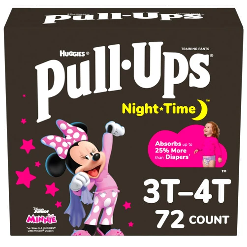Pull-Ups Girls' Night-Time Potty Training Pants, Size 3T-4T Overnight Training Underwear (32-40 lbs), 72 Ct