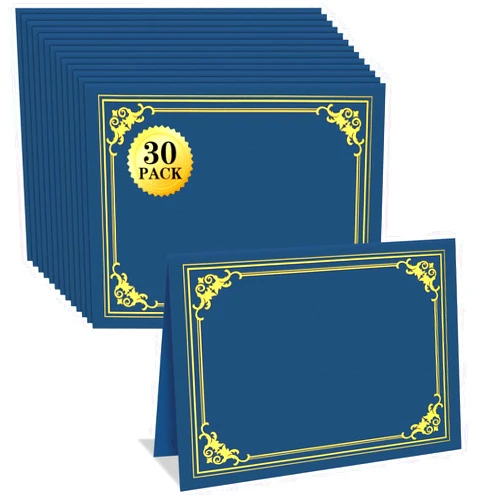 COIDEA 30 Packs Certificate Holders, Navy Blue Certificate Covers, Diploma Holders, Certificate Folders with Gold Foil Border for Letter Size 8.5