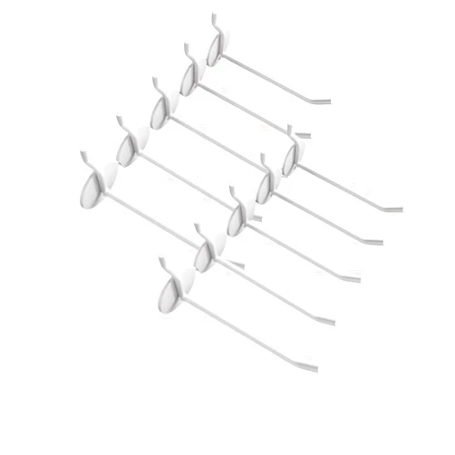 DODXIAOBEUL 10-Pack Pegboard Hooks Fits Any Peg Board - Organize Necklaces, Jewelry, Retail Items, Keys, Craft or Mobile Phone Accessories Display Hole Plate Hook (White, 6