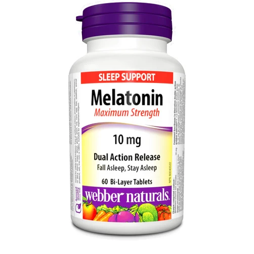 Webber Naturals Melatonin Maximum Strength 10 mg · Dual Action Release, 60 Bi-Layer Tablets