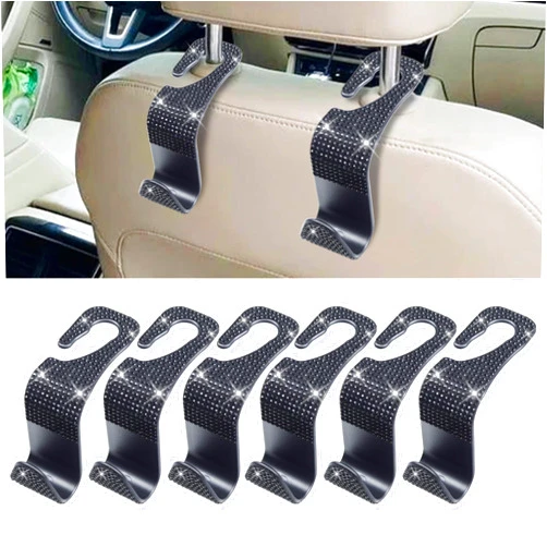 BFXM Car Seat Headrest Hooks 6Pcs, Back Seat Purse Hanger Holder Hook, Magnetic Storage Organizer for Purses Handbag Grocery Bags Coats