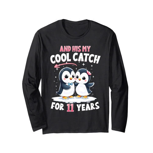 Penguin Couples Anniversary For Him And Her 11th Wedding Anniversary 11 Years Couple Penguin Matching Long Sleeve T-Shirt