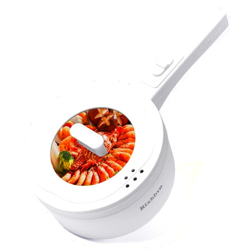 Rixhbvn Hot Pot Electric,700W Non-Stick Frying Pan,Rapid Noodles Cooker,Electric Pot,Mini Hot Pot for Steak,Egg,Oatmeal,Soup,with Power Adjustment, White