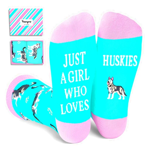 HAPPYPOP Funny Dog Lover Gifts - Husky Chihuahua Socks for Women, Beagle Christmas Gifts