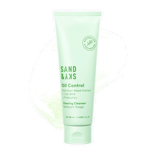 Sand & Sky Oil Control Clearing Cleanser - Gentle Daily Face Wash for Oily Acne Prone Sensitive Skin | With Salicylic Acid, AHAs, Prebiotics