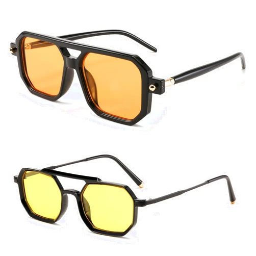 FEISEDY Vintage 70s Flat Aviator Sunglasses B2622 + Polarized Square Aviator Sunglasses B0137