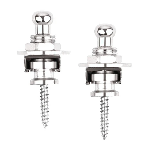 Dreokee Guitar Strap Locks, Dreokee 2 PCS Silver Guitar Strap Lock Buttons Guitar Strap Locks Set Security Quick Release Strap lock Retainer System Guitar Strap Lock Schaller for Electric,Bass,Acoustic Guitar