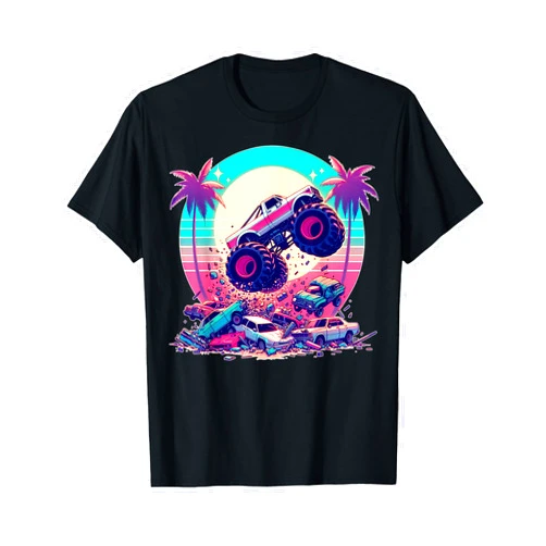Monster Truck Birthday Shirts For Boys Kids Vintage Monster Truck Retro Kids Youth Toddlers Adult Jam T-Shirt