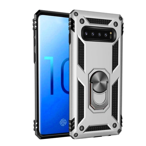 Dishibei Military Grade Drop Impact for Samsung Galaxy S10 5G [Not Fit S10] 360 Metal Rotating Ring Kickstand Holder Built-in Magnetic Car Mount Armor Case for Galaxy S10 5G Protection Case (Sliver)