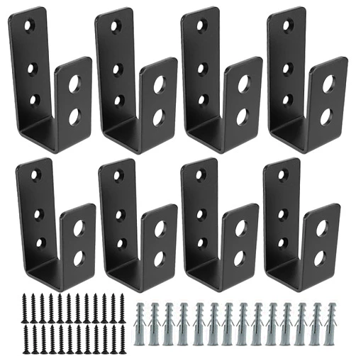 MUKLEI 8 Pack Door Barricade Brackets, Open Bar Holder U Bracket with Screws and Anchors, Heavy Duty Security Holder Bracket Stopper Tool Hanger for Barn, Shed, Garage Doors, Fits 2x4 Boards
