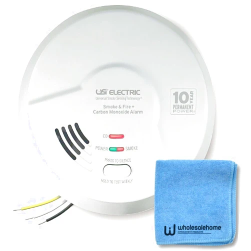 Universal Security Instruments Hardwired Smoke and Carbon Monoxide Detector, MIC1509S Combination Smoke Detector with 10-Year Battery Backup, Wholesalehome Cloth Included