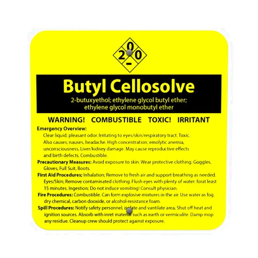 Fastasticdeals Aluminum Square Metal Sign Multiple Sizes Butyl Cellosolve 2-Butoxyethanol:Ethylene Glycol Ether Yellow Chemical Hazard & Labels All Over Weatherproof Street 18x18Inches
