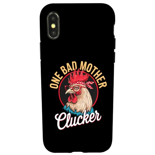 Novelty Chicken Red Bandana Mother Wife Sassy Gag iPhone X/XS Funny Saying One Bad Mother Clucker Chicken Joke Women Men Case