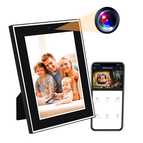 Icamdoor Hidden Spy Camera Detector with Photo Frame, WiFi Spy Camera with Motion Detection,1080P HD Home Security Camera Wireless Nanny Cam Remote Monitoring Camera for Home/Office/Indoor, No Audio