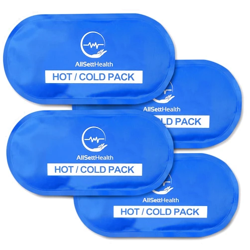 AllSett Health Reusable Hot and Cold Gel Ice Packs for Injuries | Cold Compress, Gel Ice Packs, 10.5 in Long x 5 in Wide | 4 Pack Blue