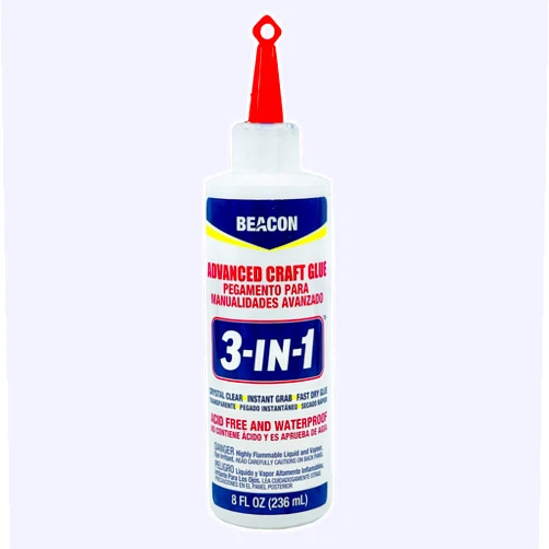 BEACON 3-in-1 Advanced Craft Glue - Fast-Drying, Crystal Clear Adhesive for Wood, Ceramics, Fabrics, and More, 8-Ounce