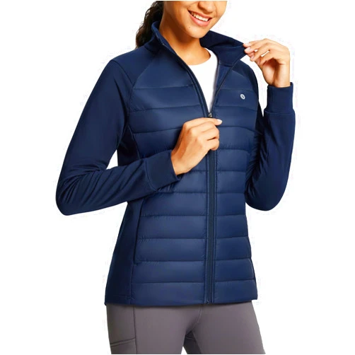 BALEAF Women's Lightweight Warm Jacket Running Insulated Water Resistant Fall Jackets Winter Hiking Hybrid Puffer Coat