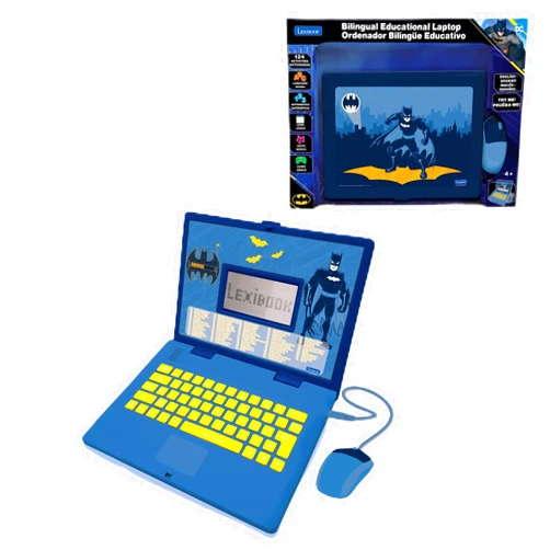 Lexibook, Batman, Bilingual Spanish/English Educational Computer, Toy for Children with 124 Activities, Writing, Maths, Logic, Music Activities and Games, Blue, JC598BATi2