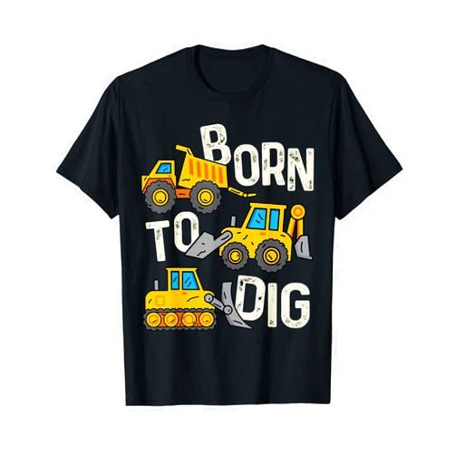Construction Digger Birthday Tees for Boys & Girls Boys Construction Shirt Born To Dig Excavator Digger Trucks T-Shirt