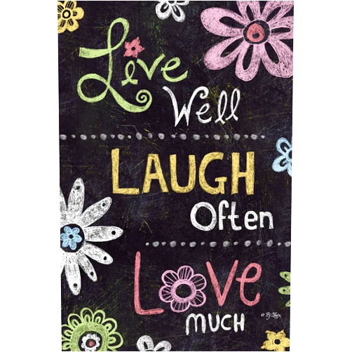 Toland Home Garden 109798 Live Laugh Love Chalkboard Live Laugh Love Flag 28x40 Inch Double Sided Live Laugh Love Garden Flag for Outdoor House Positive Flag Yard Decoration