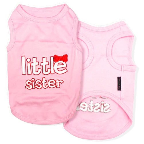 Parisian Pet Dog Cat Clothes Tee Shirts Little Sister T-Shirt, XS