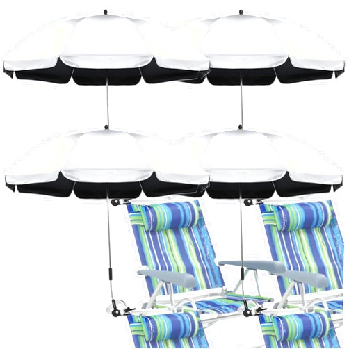 Hosuly 4 Pack Chair Umbrella with Universal Clamp UV Protection 42 Inch Golf Umbrella Adjustable Beach Umbrella Portable Clamp on Umbrella for Beach Patio Chairs Stroller Golf Cart Wheelchair(Black)