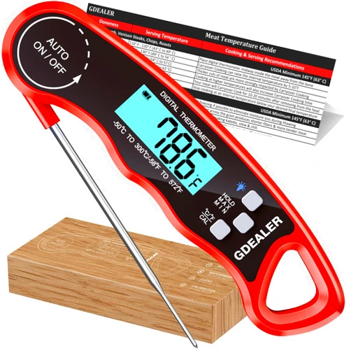 GDEALER Meat Thermometer Digital Food Thermometer Waterproof Ultra-Fast Instant Read Meat Thermometer for Grill Digital Meat Thermometer for Cooking Kitchen Thermometer with Backlight & Calibration