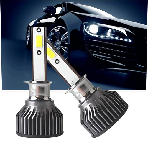 Tesnaao 2 PCS H1 Car LED Fog Light, 38 W 6000 K 6000 LM IP68 Waterproof High-brightness COB Wafer Bulb, Auto Auxiliary Lighting Accessories, Compatible with Most Car Models (White)