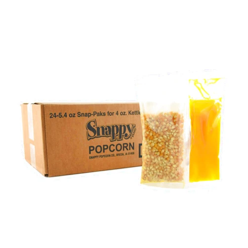 Snappy Snap-Paks, Yellow Popcorn Packs for 4 oz Popcorn Machine with Coconut Oil, 5.4 oz, 24 Count