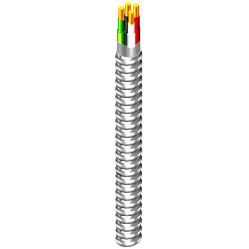 WesBell 50' MC 8/3 Type 8 AWG 3 Conductors Stranded METAL CLAD Cable With Aluminum Armour and Green Insulated Ground Wire Copper