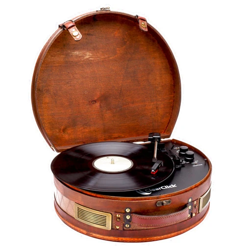 ClearClick Vintage Suitcase Turntable with Bluetooth & USB - Classic Wooden Retro Style