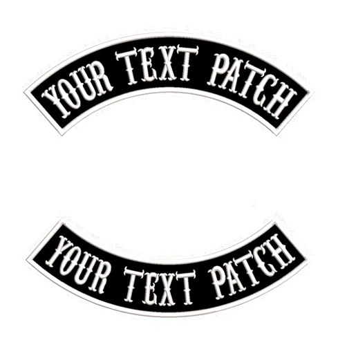 AI-NEEL 2 Pcs Custom Motorcycle Biker Patches Iron on Personalized Rocker Name Patch Large Black Top Bottom Back Patches for Vest Jacket Jeans
