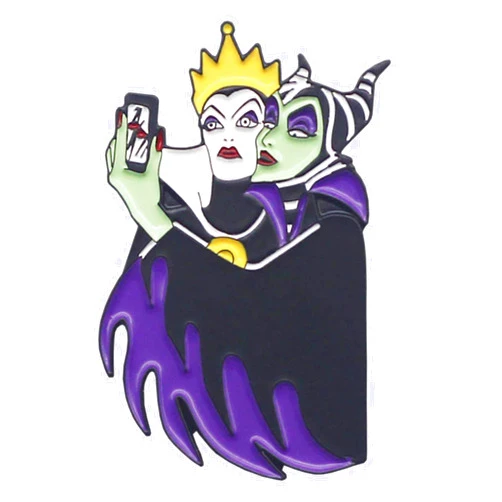 JHCraft Kawaii Maleficent W/Evil Queen Disney Character Pin Backpack Cute Adorable Movie Dark Cape Selfie