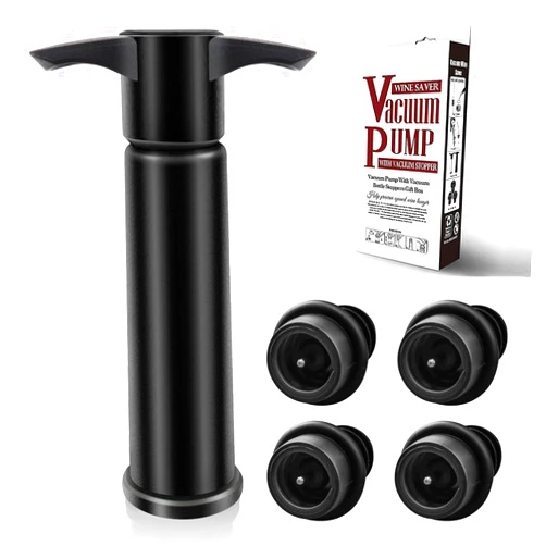 BETTFOR Wine Saver Pump with 4 Vacuum Wine Stoppers, Wine Bottle Stoppers with Food Grade Silicone Leak proof Keep Fresh Suitable for All Standard Wine Bottles