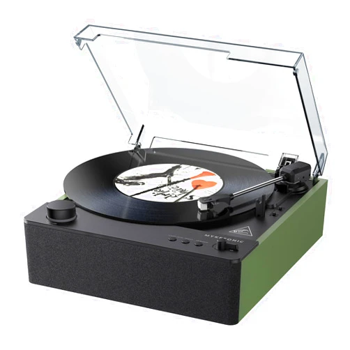 MYKESONIC Fully Automatic Record Player Bluetooth, Belt Drive Vinyl Turntable, Magnetic AT-3600L Cartridge, Bluetooth in & Out, Hi-Fi Stereo Speakers, RCA Out, Anti-Resonance - YY1632 Green