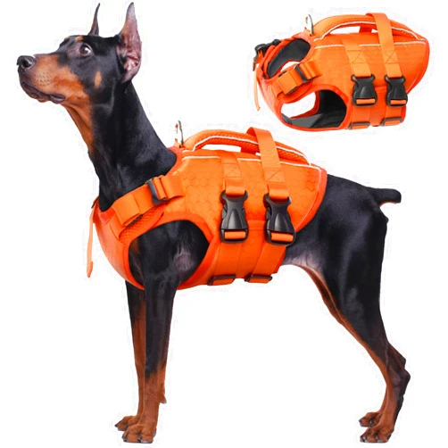 Kuoser Dog Life Jacket High Flotation, Reflective Dog Life Vest for Swimming Boating, Adjustable Small Medium Large Dog lifejacket, Lightweight Dog Life Preserver Rescue Handle Spring Summer Pool