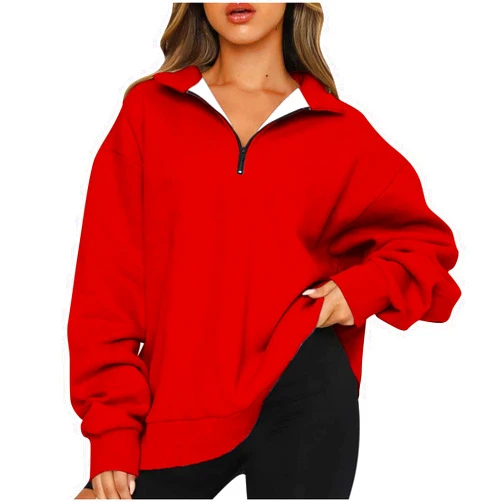 Ceboyel Womens Quarter Zip Oversized Sweatshirt Solid Pullover Hoodie Y2K Fall Sweaters Shirts Fashion Trendy Clothes 2023