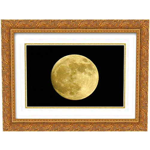 ArtDirect Morris, Arthur 18x15 Gold Ornate Framed and Double Matted Museum Art Print Titled Full moon with yellowish hue