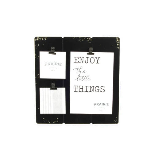 Haven Home Décor 3 Opening Rustic Black Plank Collage Picture Frame, Holds Two 3X3 and One 5x7 Photos