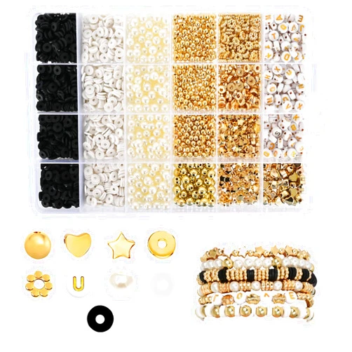 TEKSTAR 2350pcs Bracelet Making kit,Friendship Bracelet Kit,Clay Beads for Bracelet Making,Gold Letter Beads for Bracelets Making Kit,Pearl Beads for Jewelry Making for Adult and Kids