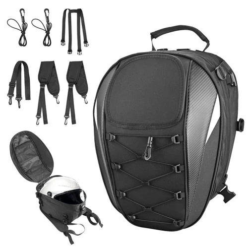 Justech Motorcycle Backpack, Waterproof Motorcycle Helmet Backpack, 38L Large Capacity Motorcycle Helmet Bag Luggage Bags Tail Bag 900D Fabric Rack Bag Rucksack for Motorbike Cycling