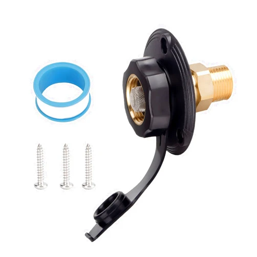 BFXM RV City Water Inlet with Check Valve – RV Water Inlet Connection, RV Water Fill Inlet with 3/4