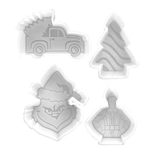 Lashicorn Christmas Freshie 4 Pack Silicone Mold | Winter Christmas Tree Vintage Truck Grouch Elf | Crafter Supplies for Freshie, Soap, Resin, Candles