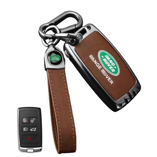 Jeonz For Land Rover Leather Key Fob Protection Case With Keychain (B-style)