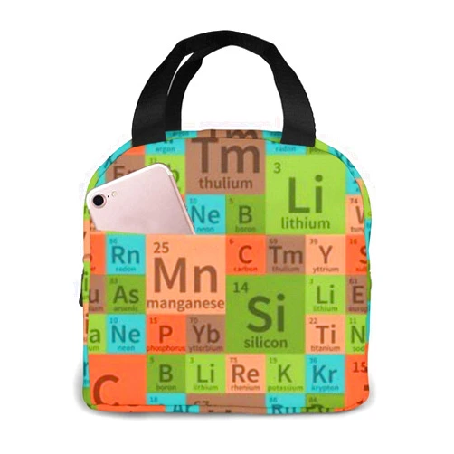 BANYCUND Lunch Bag Chemistry Periodic Table Elements Tote Bag Insulated Lunch Box Water-Resistant Cooler Bag For Men/Women/Picnic/Boating/Beach/Fishing