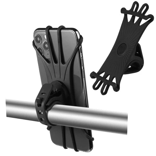 Kimwing Bike Phone Mount Holder for iPhone 12 Pro Max, Silicone Bicycle Motorcycle Handlebar Mount Case for Samsung S20 UltraNote 20 Ultra Note 10 + S20 + S10 plusOnePlus 8 ProMoto G Power, Black
