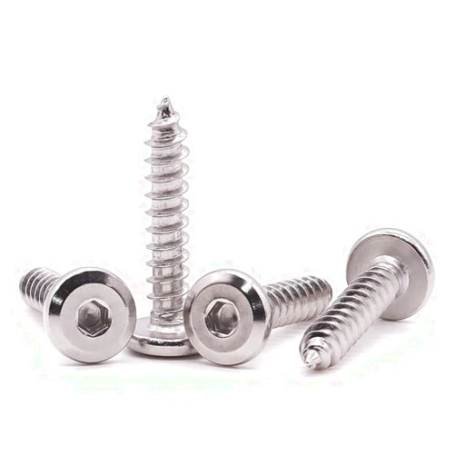 EASTLO M4 x 16mm Flat Round Socket Head Self Tapping Screws, 304 Stainless Steel 18-8 Wood Screws Furniture Screws, Full Coarse Thread Sheet Metal Screws, Pack of 50