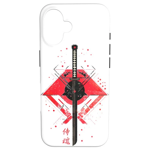 The Ghost Samurai Sword iPhone 16 Anime Cyberpunk Samurai in grunge retro vaporwave Aesthetic Case