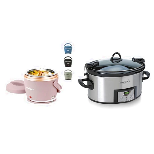 Crock-Pot Electric Lunch Box & 6 Quart Cook & Carry Programmable Slow Cooker with Digital Timer, Stainless Steel (SCCPVL610-S-A)